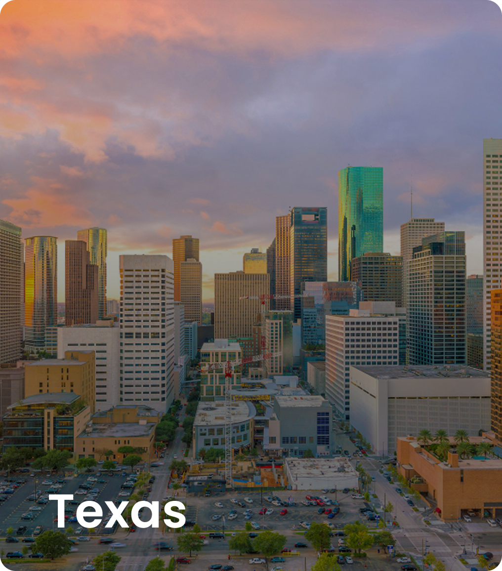 Texas downtown cityscape at sunset